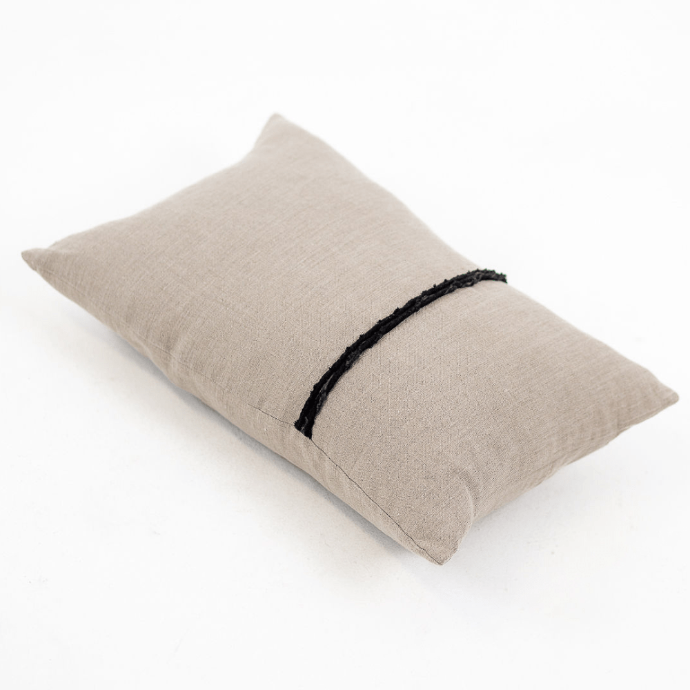 Bandhini - Design House Lounge Cushion Linen Black Rope Natural Lumbar Cushion 35 x 53cm