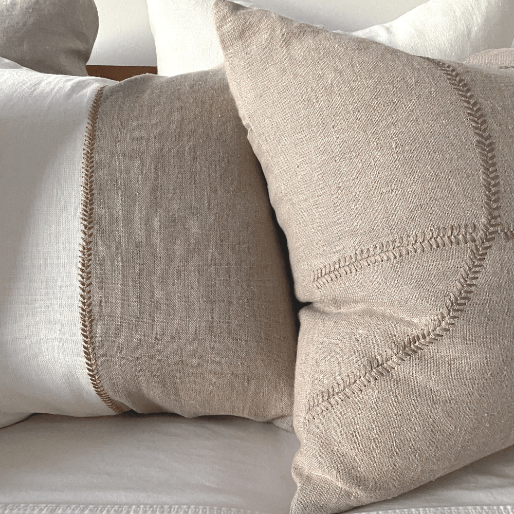 Bandhini Design House Lounge Cushion Linen Lace Stitch Lounge Cushion 55 x 55cm