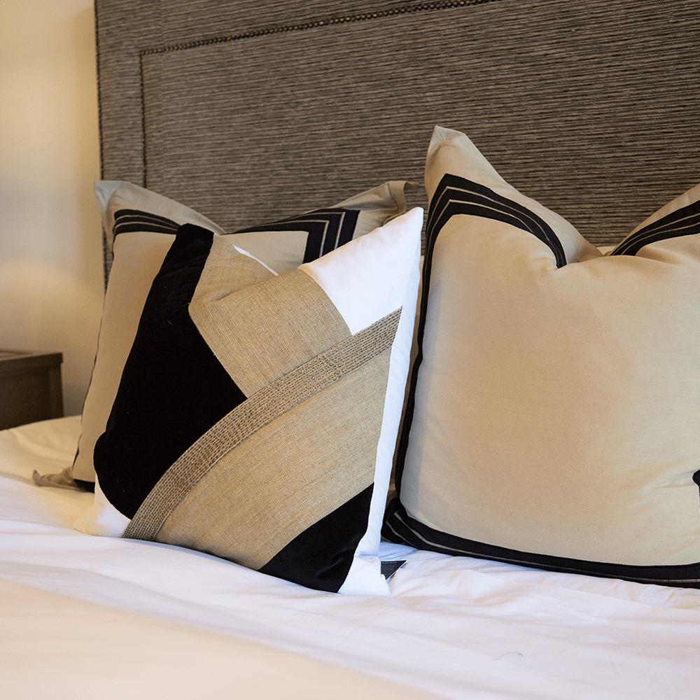 Bandhini Design House Lounge Cushion Linen Modern Stitch Lumbar Cushion 35 x 53cm