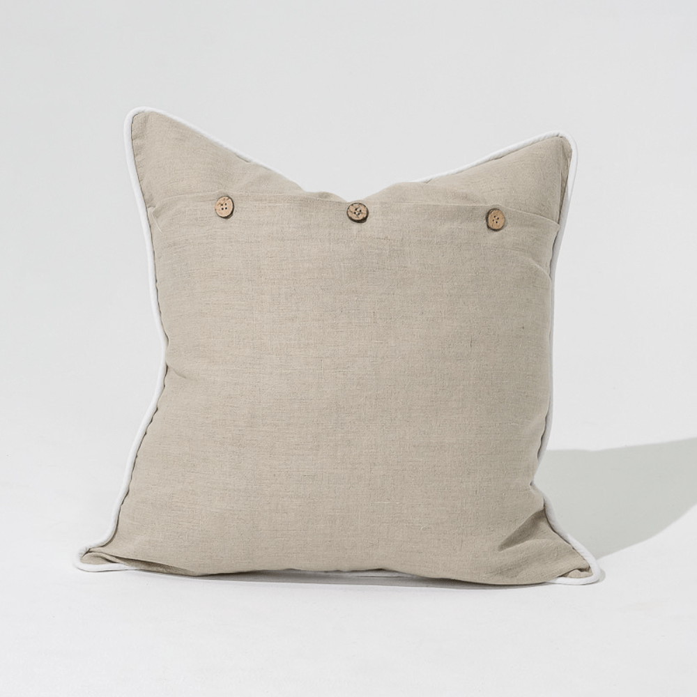 Bandhini Design House Lounge Cushion Linen Piped Natural & White Lounge Cushion 55 x 55cm