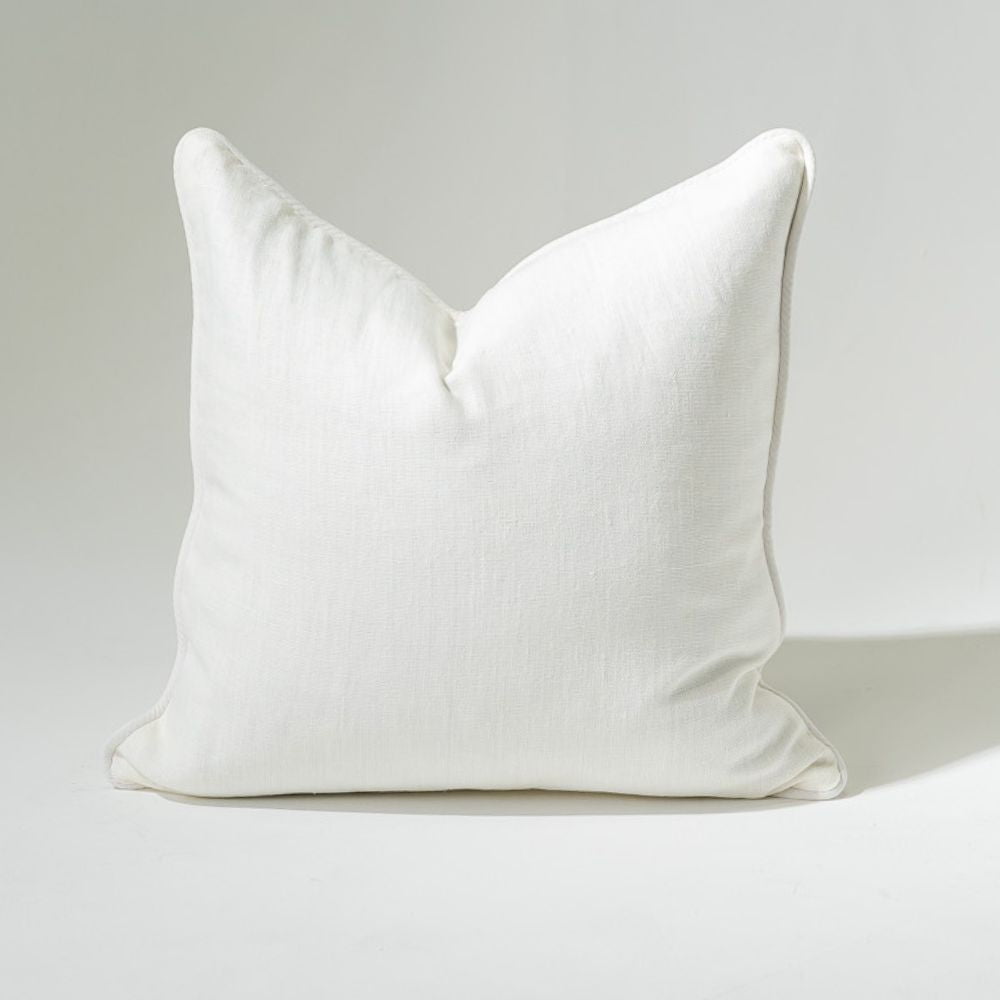 Bandhini Design House Lounge Cushion Linen Piped White & White Lounge Cushion 55 x 55cm