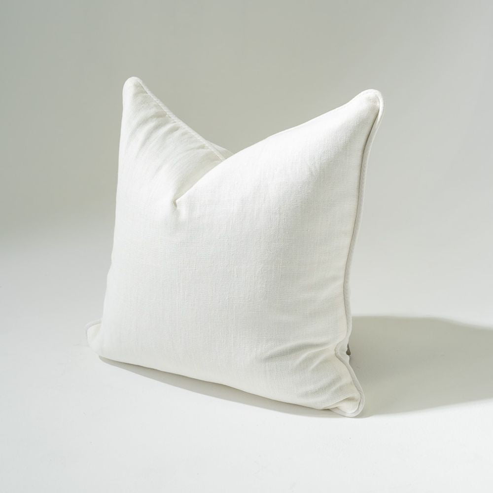 Bandhini Design House Lounge Cushion Linen Piped White & White Lounge Cushion 55 x 55cm