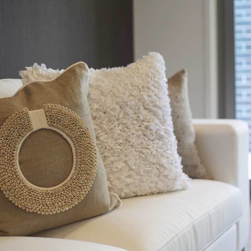 Bandhini Design House Lounge Cushion Natural Shell Ring Natural & White Lounge Cushion 55 x 55cm