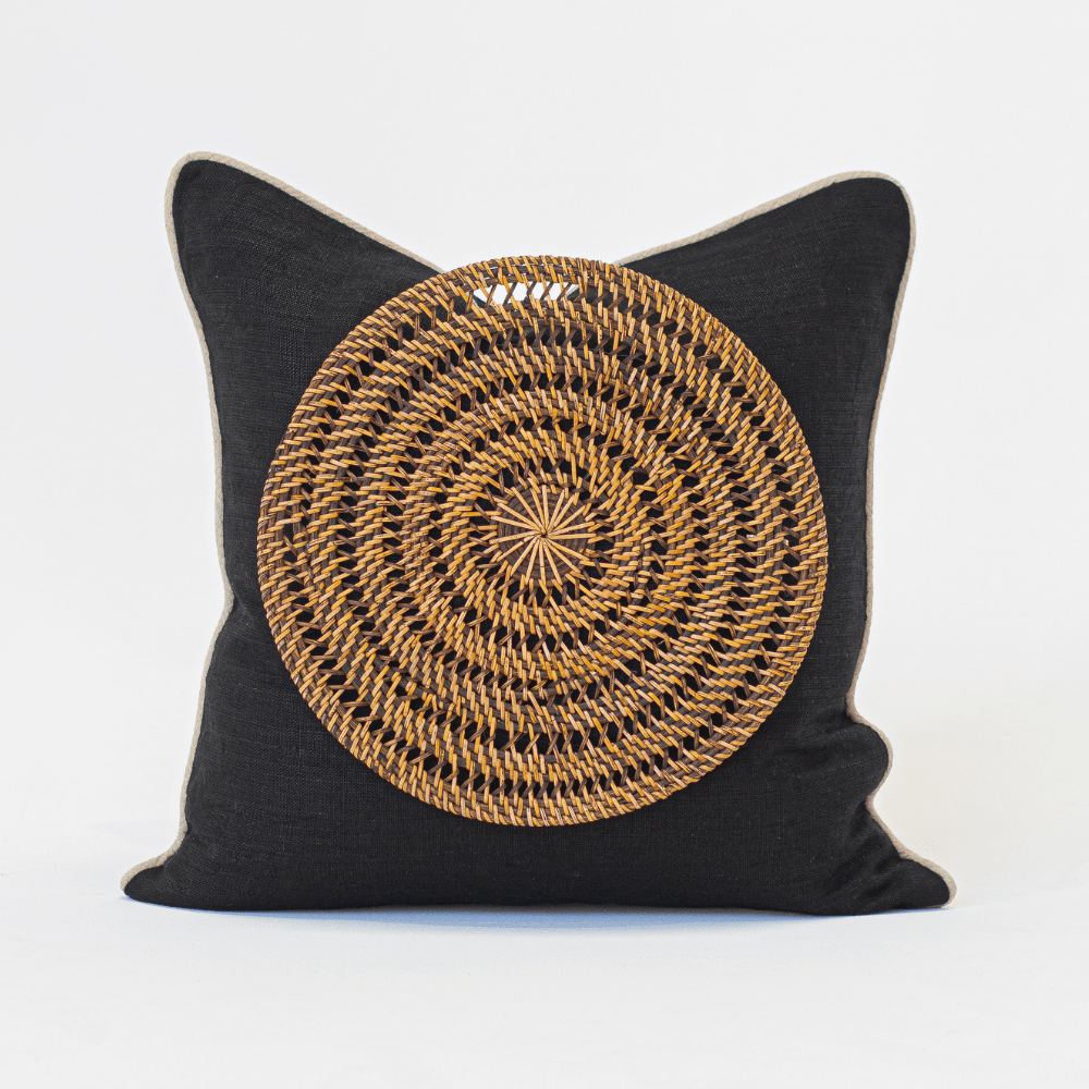 Bandhini Design House Lounge Cushion Natural Weave Place Mat Black & Natural Lounge Cushion 55 x 55cm