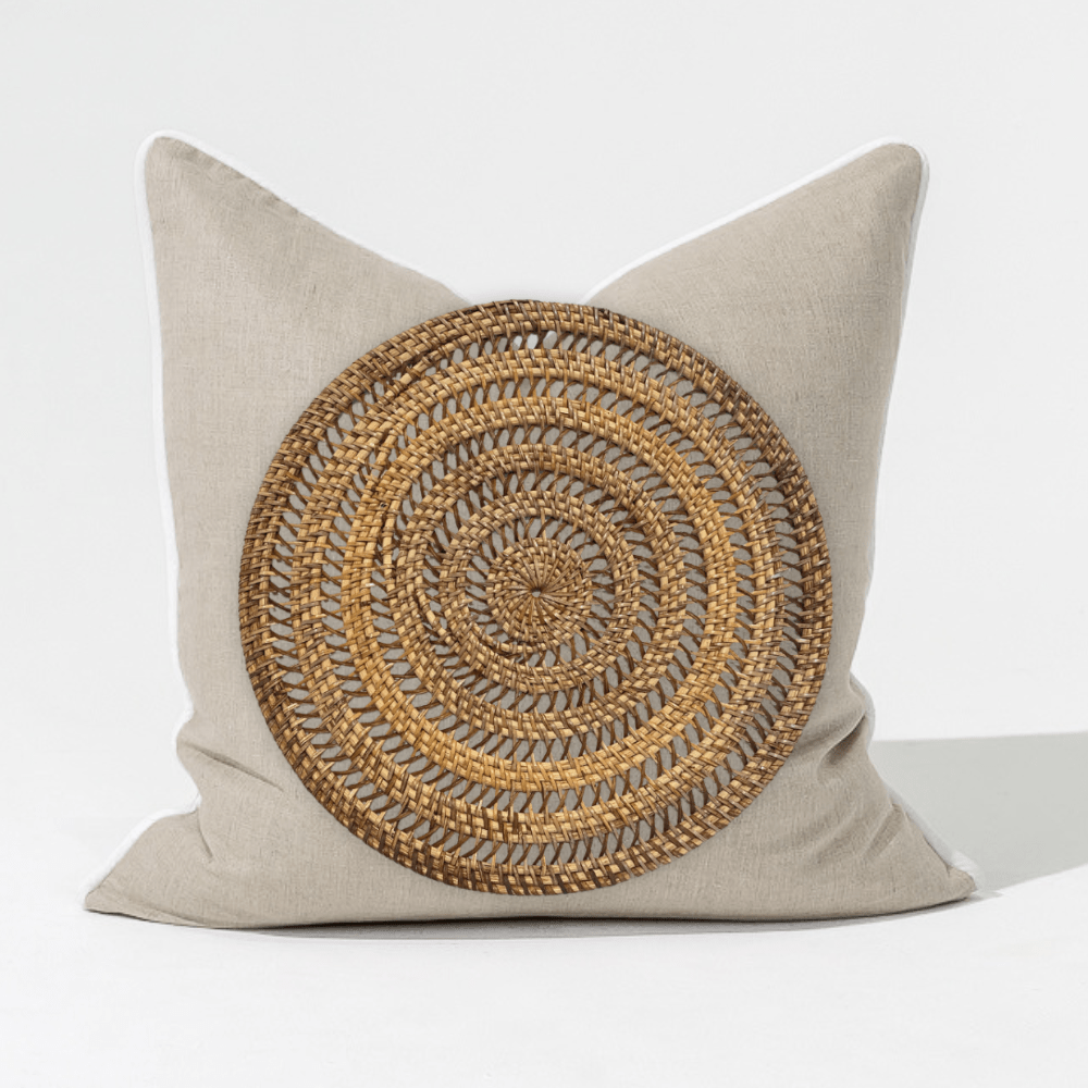 Bandhini Design House Lounge Cushion Natural Weave Place Mat Natural & White Lounge Cushion 55 x 55cm