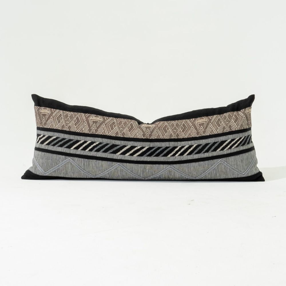 Bandhini Design House Lounge Cushion Navajo Black Long Lumbar Cushion 35 x 90cm