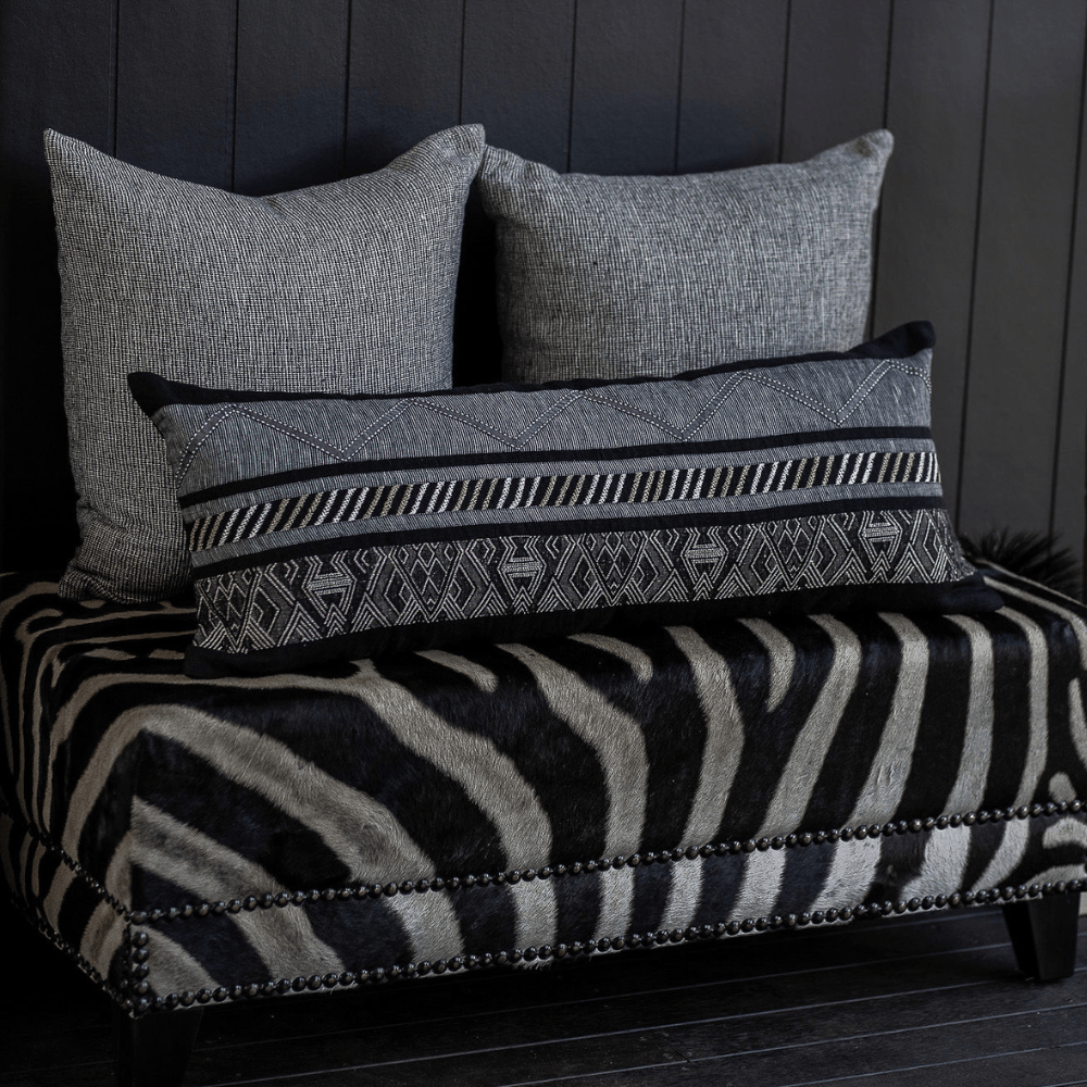 Bandhini Design House Lounge Cushion Navajo Black Long Lumbar Cushion 35x90cm