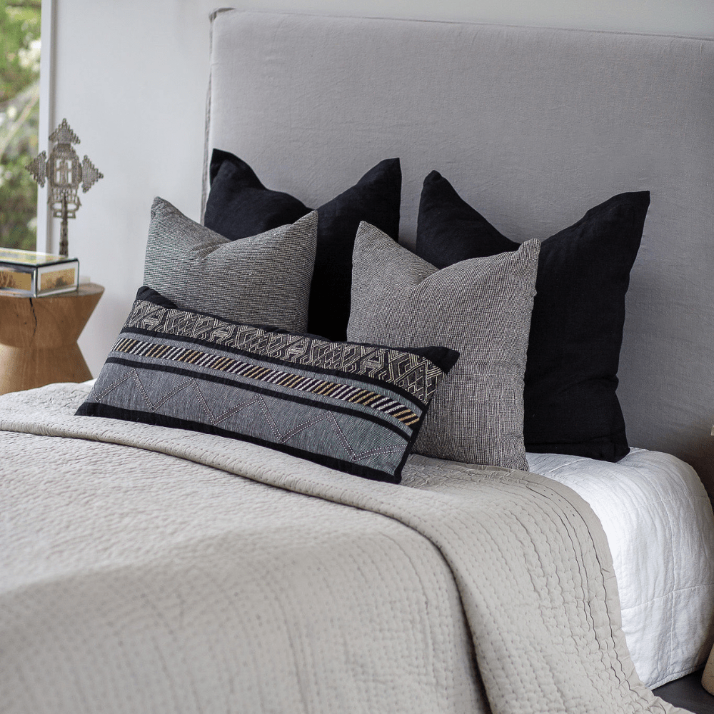 Bandhini Design House Lounge Cushion Navajo Black Long Lumbar Cushion 35x90cm