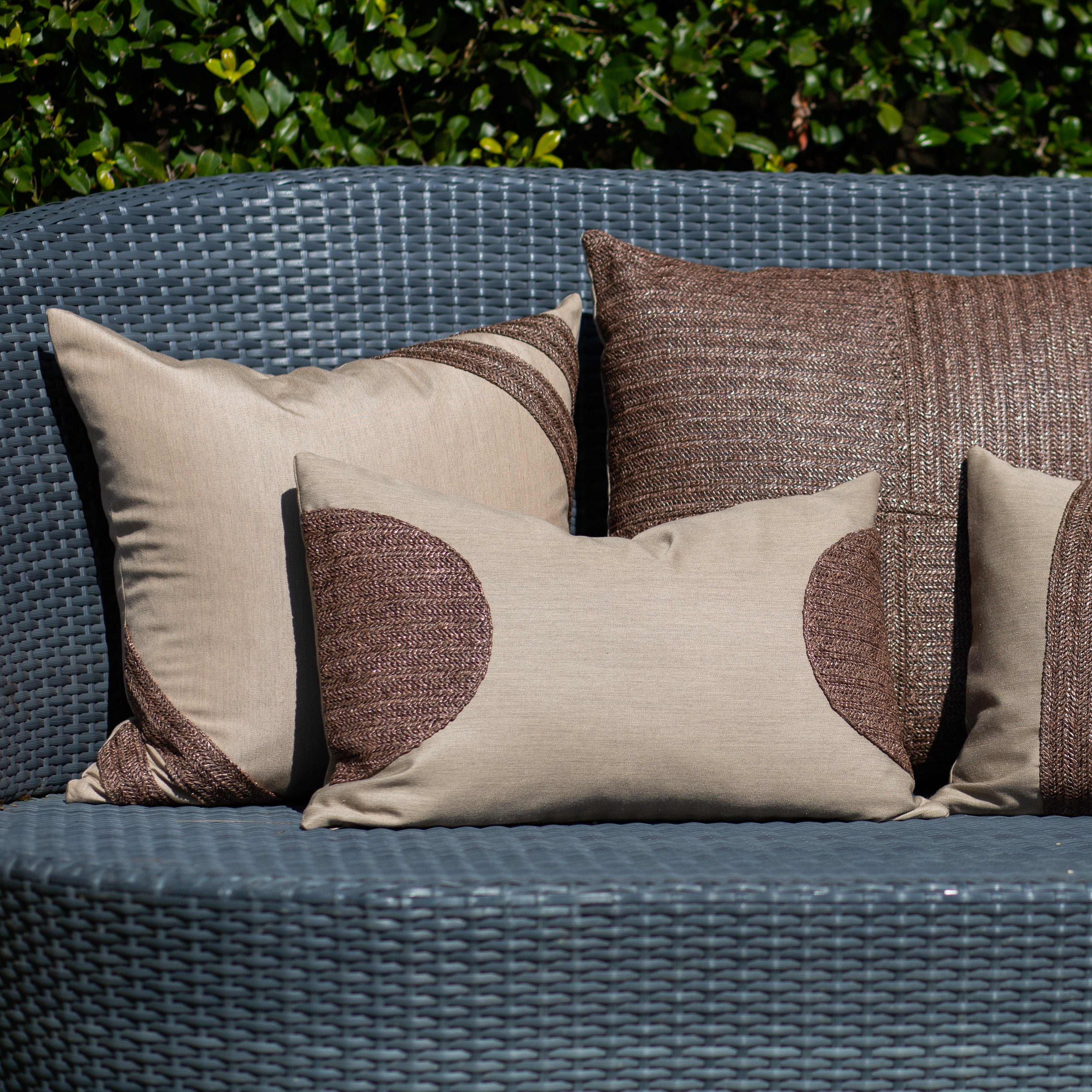 Bandhini Design House Lounge Cushion Outdoor Raffia Corner Stripe Lounge Cushion 55 x 55cm