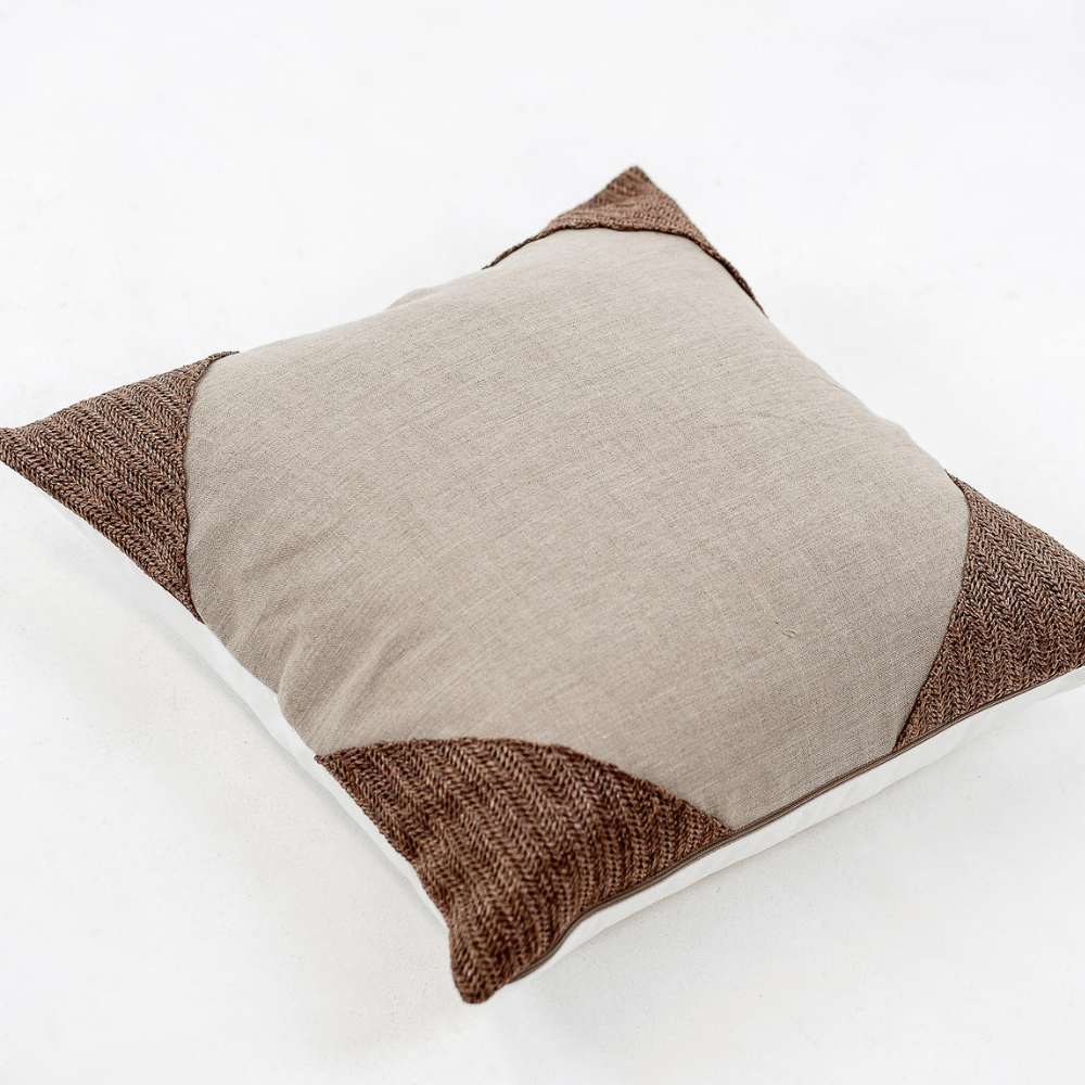 Bandhini - Design House Lounge Cushion Raffia Corners Coffee Natural Lounge Cushion 55 x 55cm