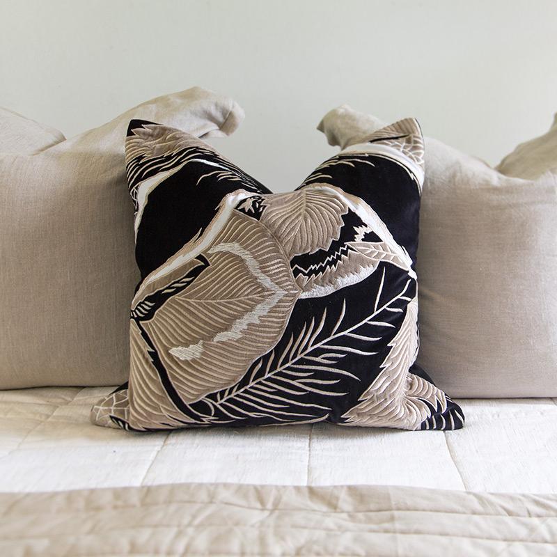 Bandhini Design House Lounge Cushion Rake Applique Velvet Desert Lounge Cushion 55 x 55cm