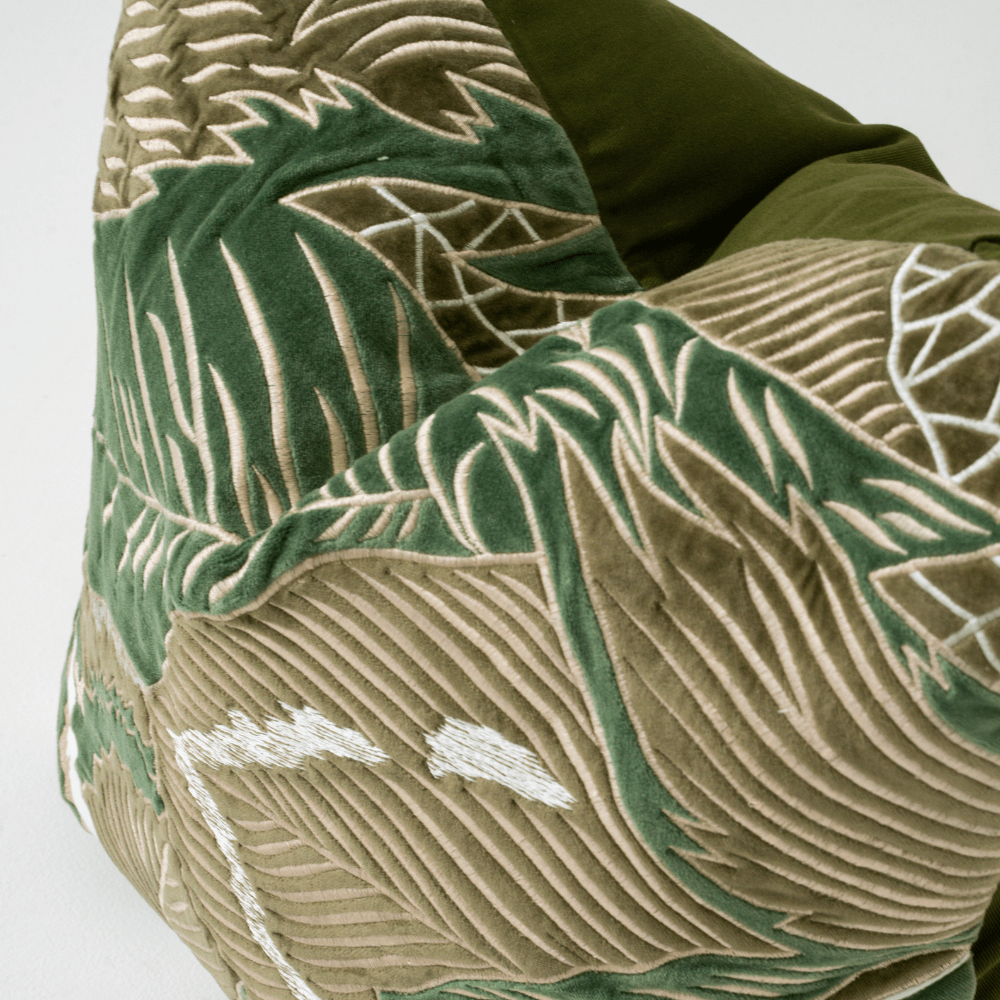 Bandhini Design House Lounge Cushion Rake Applique Velvet Jungle Lounge Cushion 55 x 55cm