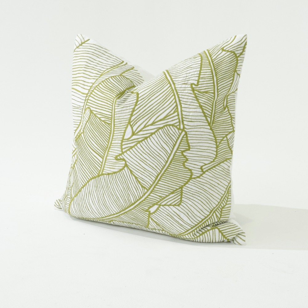 Bandhini Design House Lounge Cushion Rake Palm Emerald and White Lounge Cushion