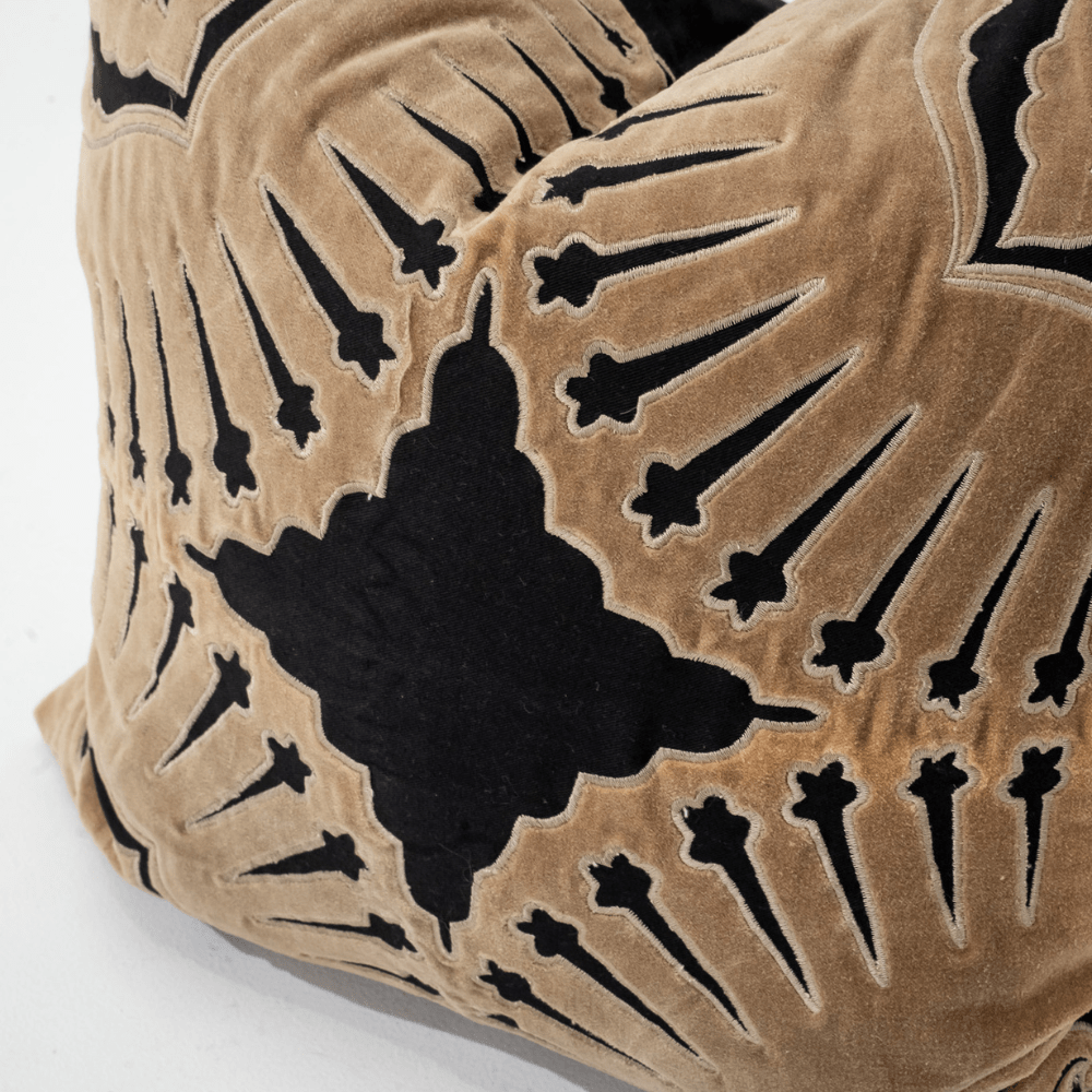 Bandhini Design House Lounge Cushion Roman Applique Velvet Black Lounge Cushion 55 x 55cm