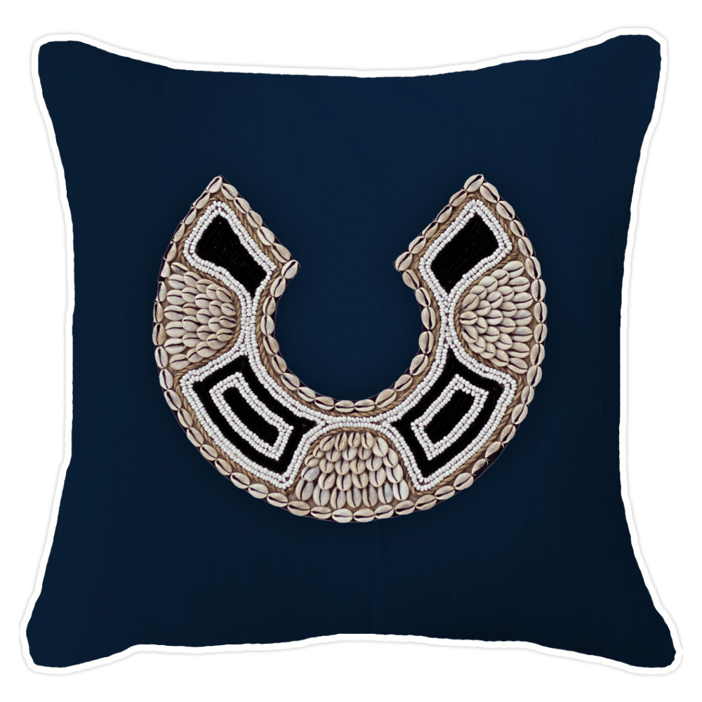 Bandhini Design House Lounge Cushion Shell African Bead Horseshoe White & Black Lounge Cushion 55 x 55cm