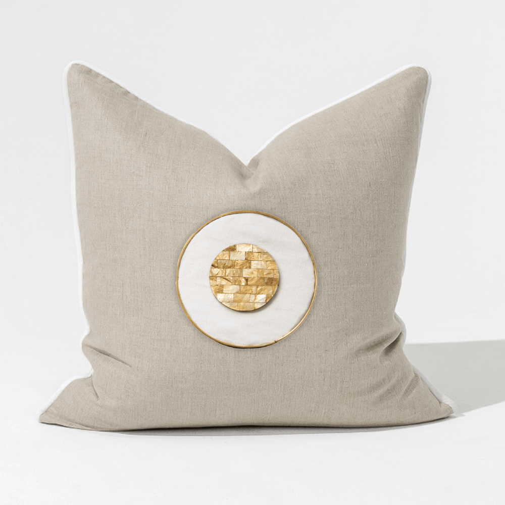 Bandhini Design House Lounge Cushion Shell Caramel Mother of Pearl Slice Natural & White Lounge Cushion 55 x 55cm