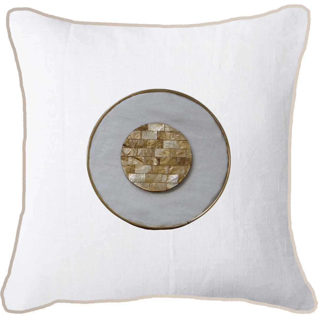 Bandhini Design House Lounge Cushion Shell Caramel Mother of Pearl Slice White & Natural Lounge Cushion 55 x 55cm