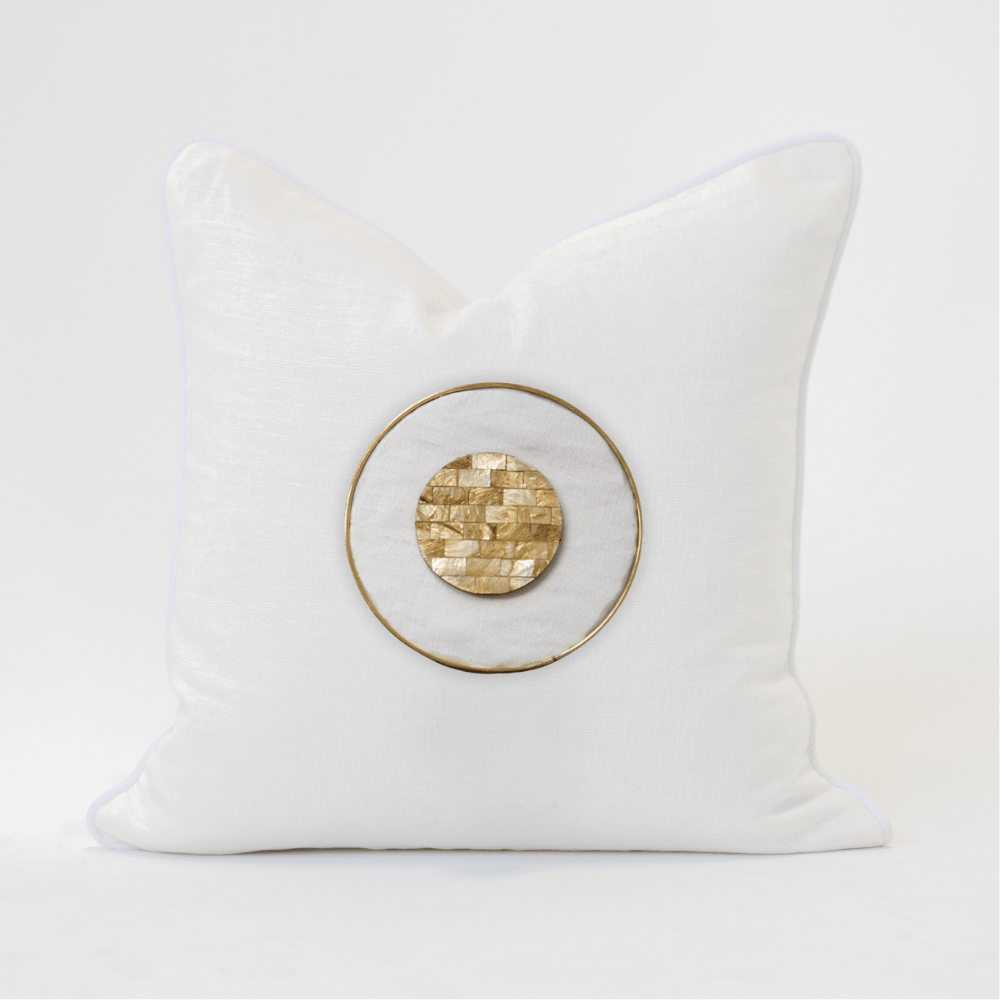 Bandhini Design House Lounge Cushion Shell Caramel Mother of Pearl Slice White & White Lounge Cushion 55 x 55cm