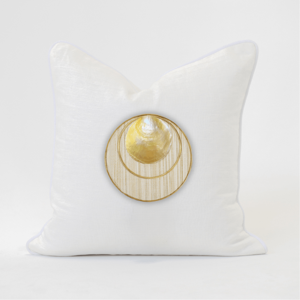 Bandhini Design House Lounge Cushion Shell Disc Gold Lounge Cushion 55 x 55cm