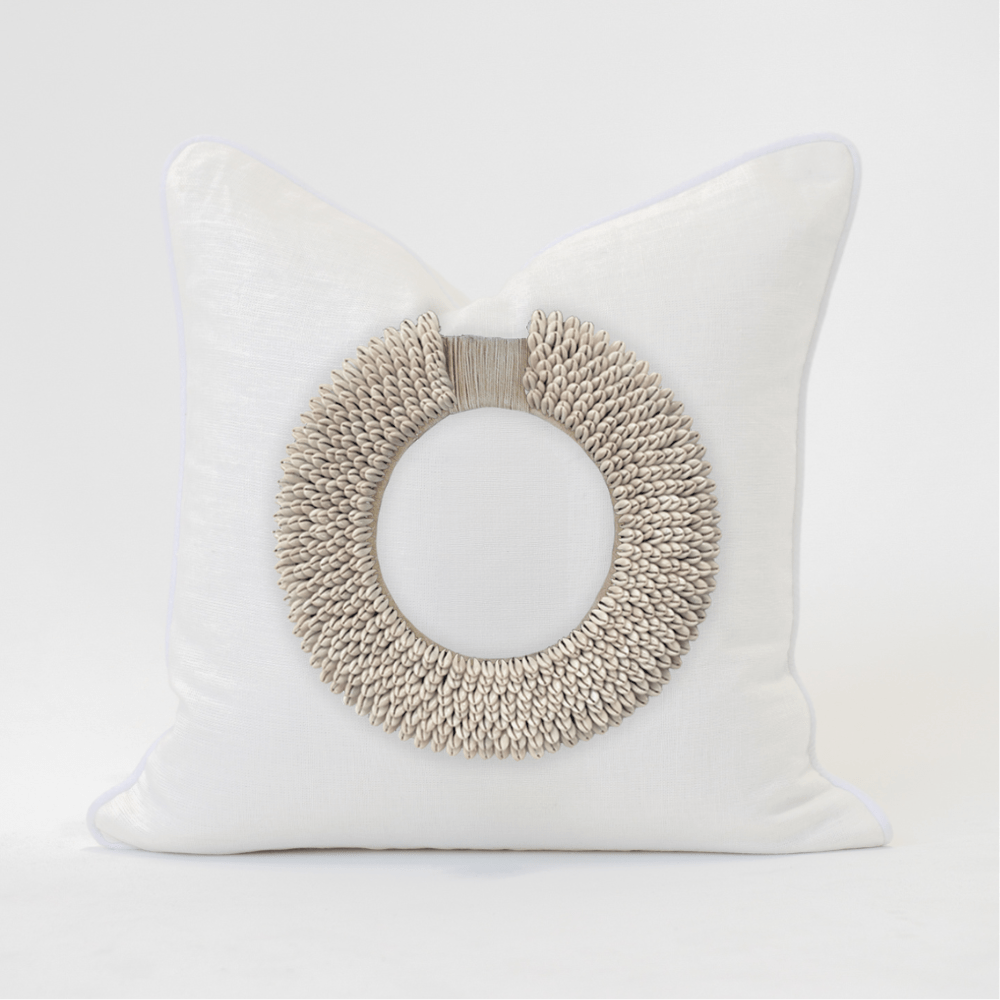 Bandhini Design House Lounge Cushion Shell Ring Natural Lounge Cushion 55 x 55cm