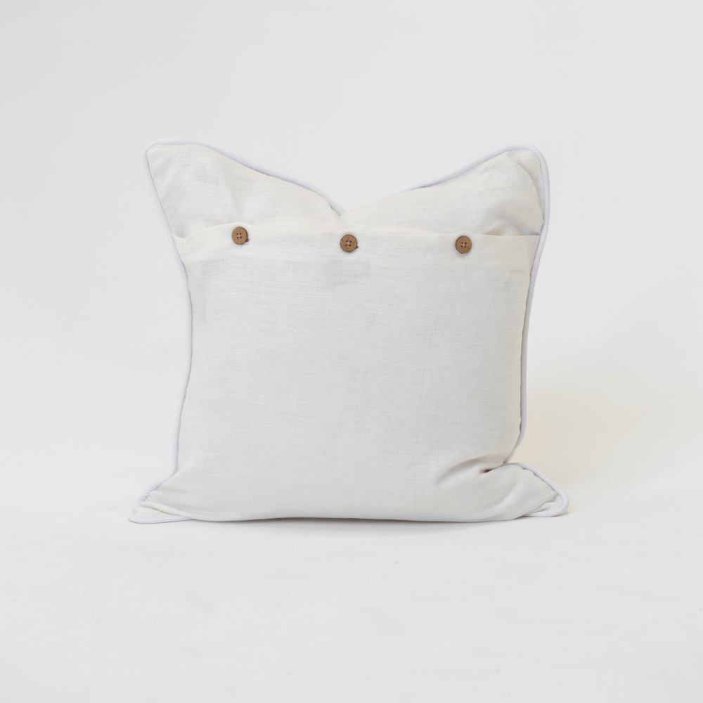 Bandhini Design House Lounge Cushion Shell Tassel Leather White & White Lounge Cushion 55 x 55cm