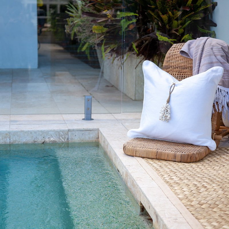 Bandhini Design House Lounge Cushion Shell Waterfall White & White Lounge Cushion 55 x 55cm