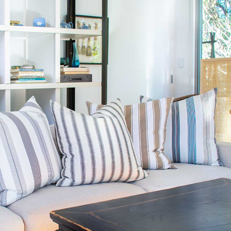 Bandhini Design House Lounge Cushion Ticking Stripe Windsor Natural Lounge Cushion 55 x 55cm