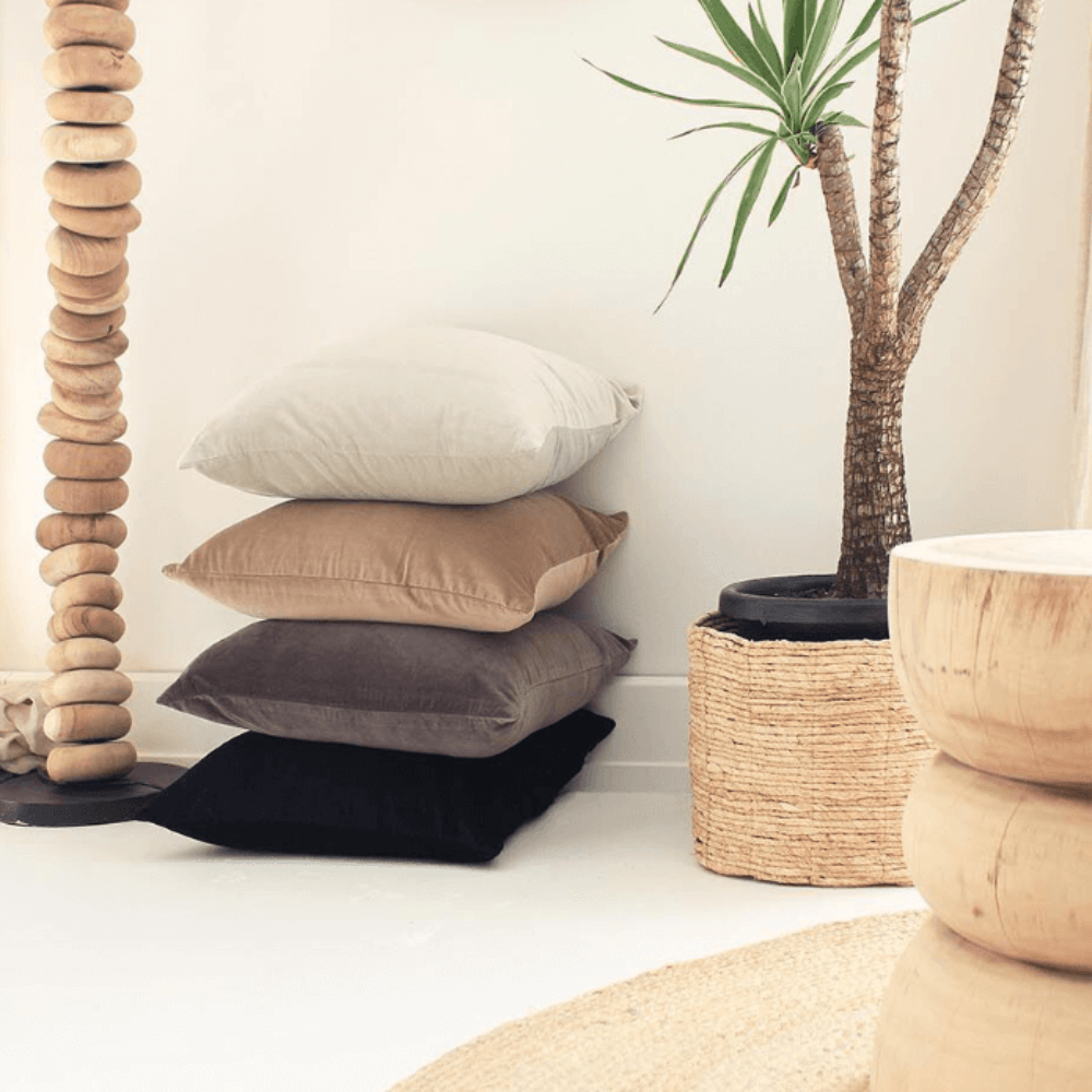 Bandhini Design House Lounge Cushion Velvet Natural Lounge Cushion 55 x 55cm