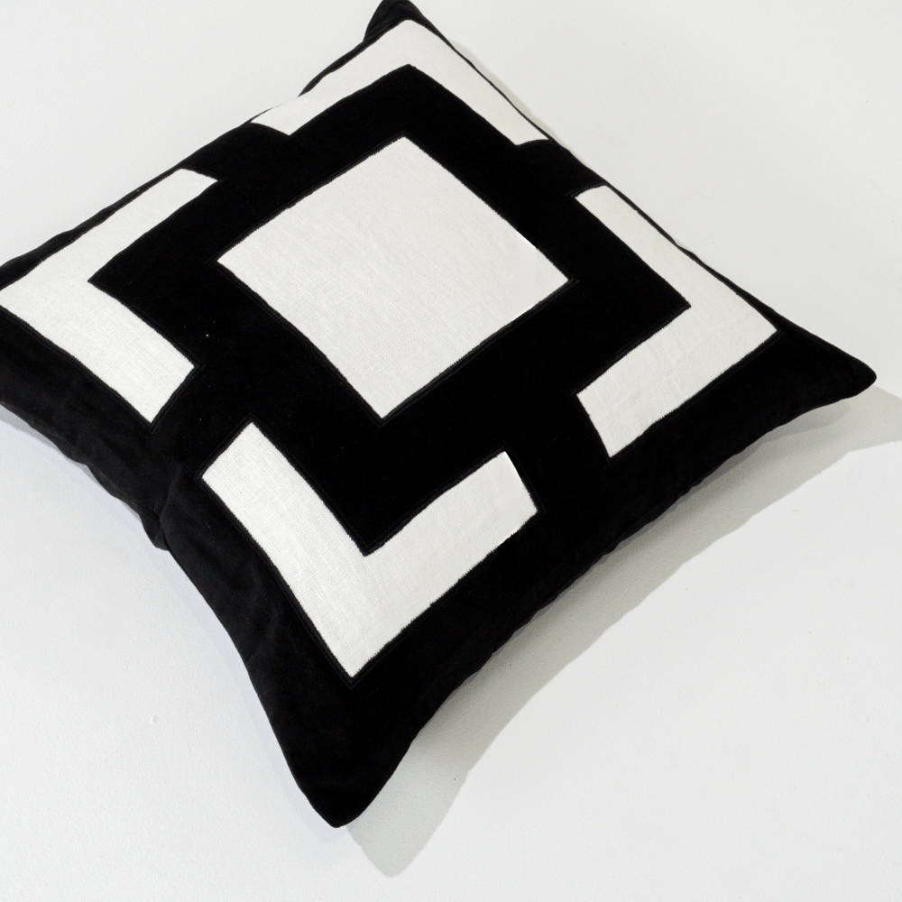 Bandhini Design House Lounge Cushion Velvet Panel Black Lounge Cushion 55 x 55cm