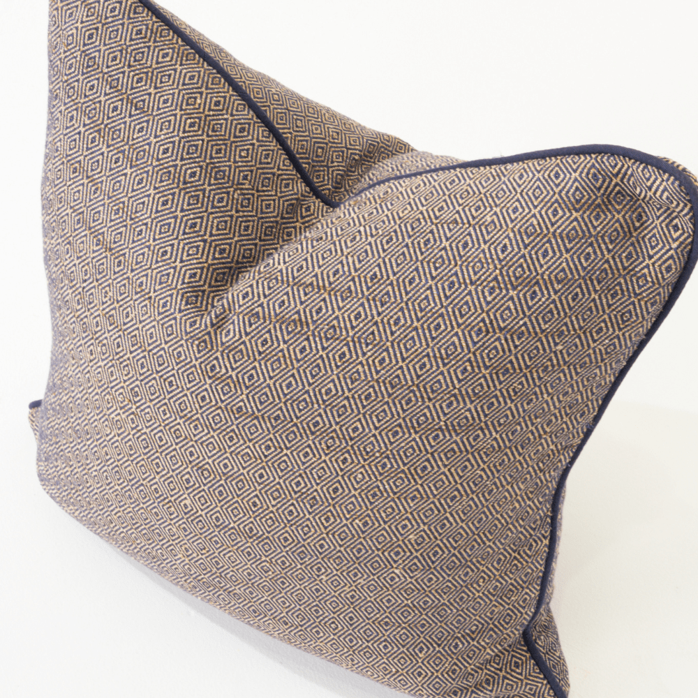 Bandhini Design House Lounge Cushion Weave Diamond Navy Lounge Cushion 55 x 55cm