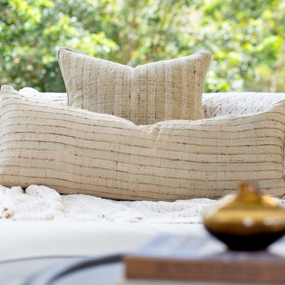 Bandhini Design House Lounge Cushion Weave Tweed Leicester Natural Long Lumber Cushion 35x90cm