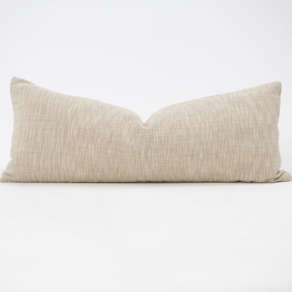Bandhini Design House Lounge Cushion Weave Tweed Oxford Natural Long Lumbar Cushion 35 x 90cm