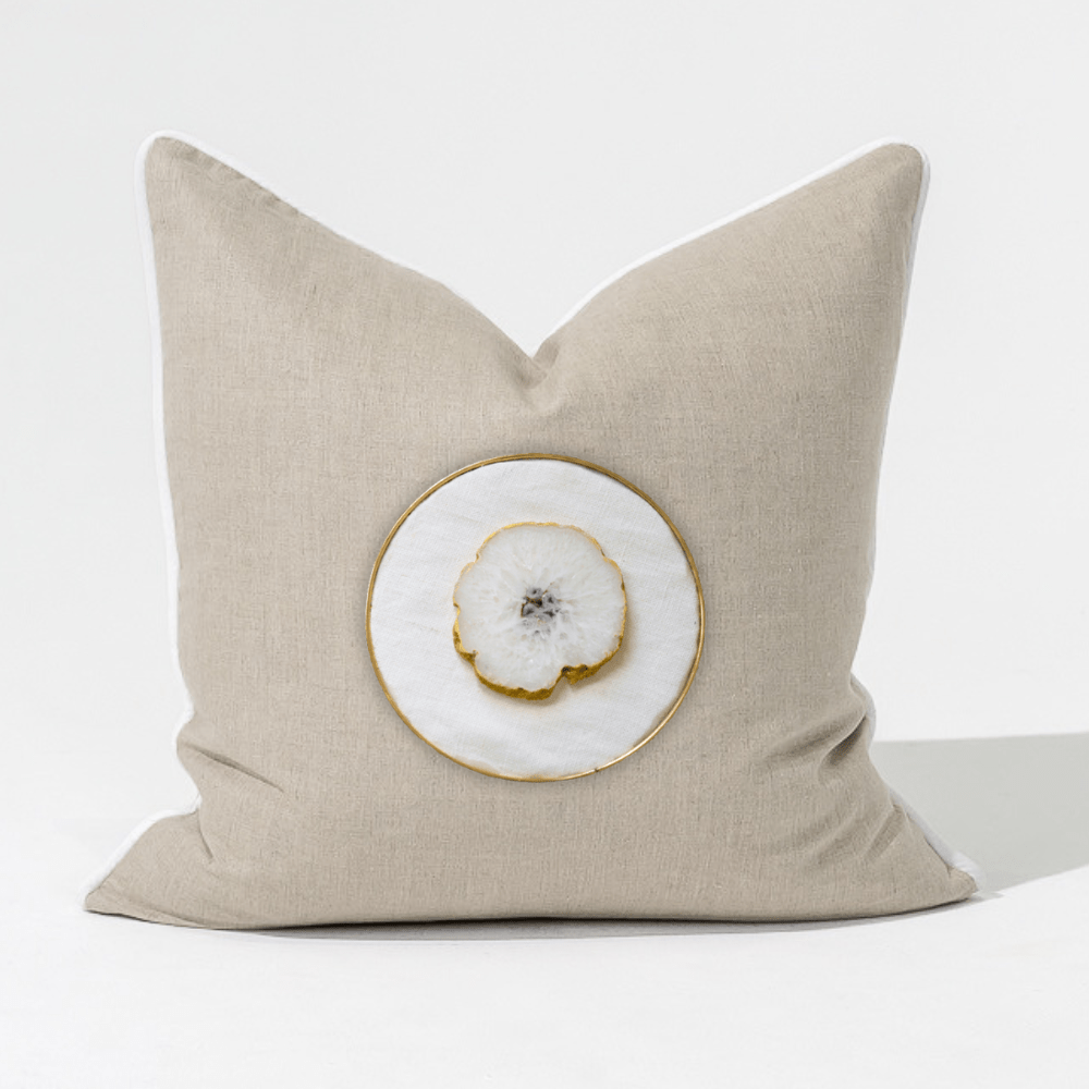 Bandhini Design House Lounge Cushion White Agate Slice Natural & White Lounge Cushion 55 x 55cm
