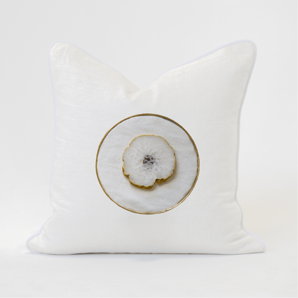 Bandhini Design House Lounge Cushion White Agate Slice White on White Lounge Cushion 55 x 55cm