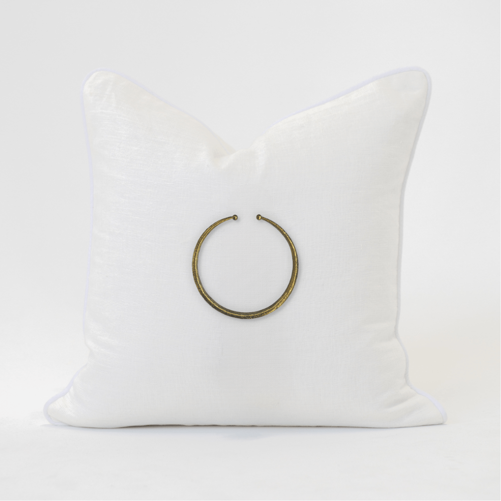 Bandhini Design House Lounge Cushion White with White Piping Amulet Lounge Cushion 55 x 55cm
