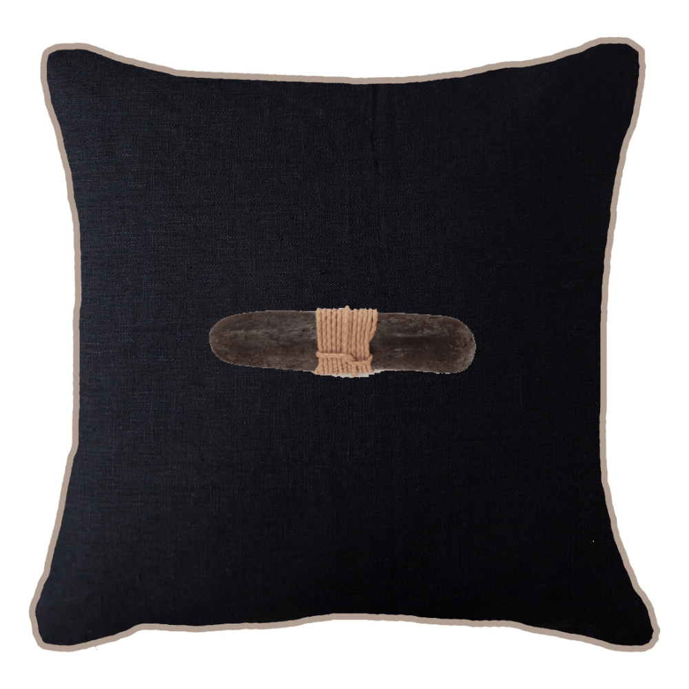 Bandhini Design House Lounge Cushion Wood Rope Black & Natural Lounge Cushion 55 x 55cm