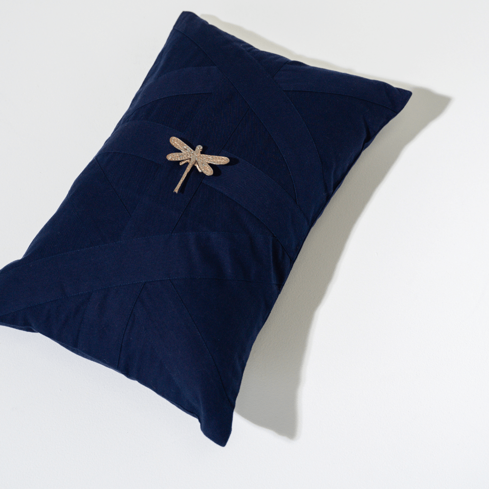 Bandhini Design House Lumber Cushion Creature Dragonfly Navy Lumbar Cushion 35 x 53cm