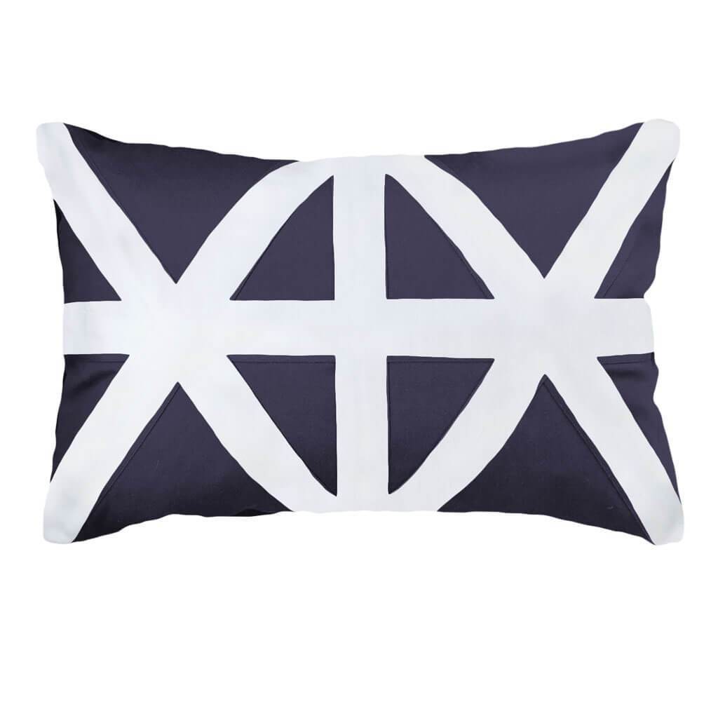 Bandhini - Design House Lumber Cushion Cross Patch Navy White Lumbar Cushion 35 x 53cm