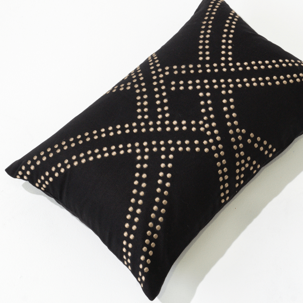 Bandhini Design House Lumber Cushion Dot Polar Black Lumbar Cushion 35 x 53cm