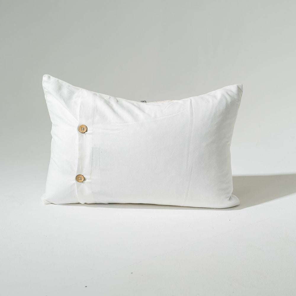 Bandhini Design House Lumber Cushion Shell Sash Linen White Lumbar Cushion 35 x 53cm