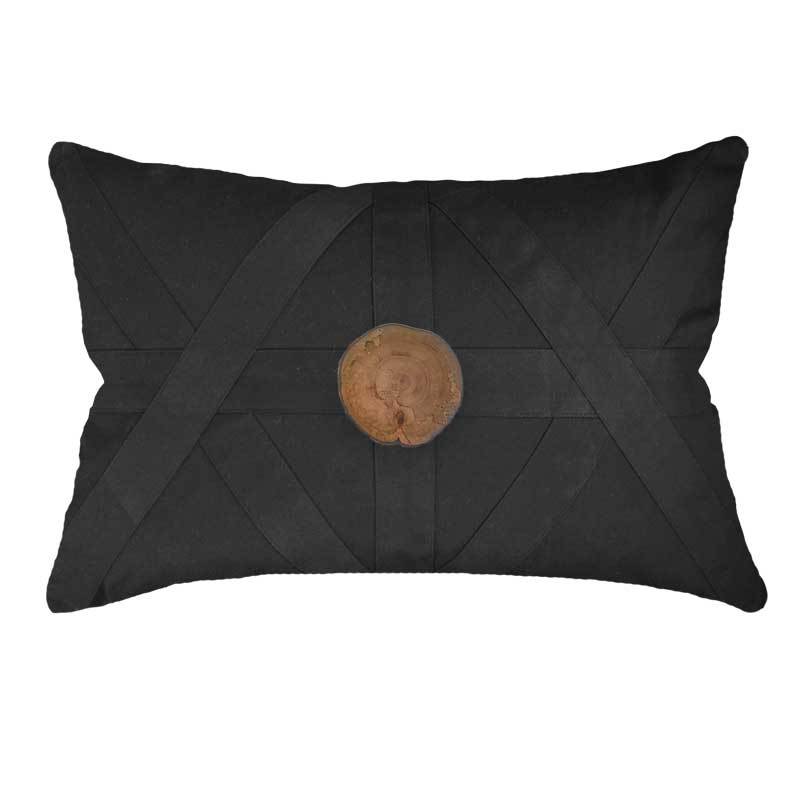 Bandhini Design House Lumber Cushion Wood Slab Black Lumbar Cushion 35 x 53cm