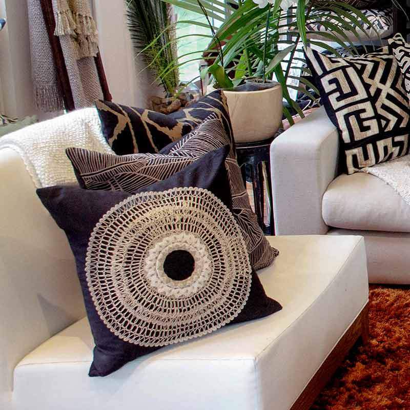 Bandhini Design House Medium Cushion African Armour Black Medium Cushion 50 x 50cm