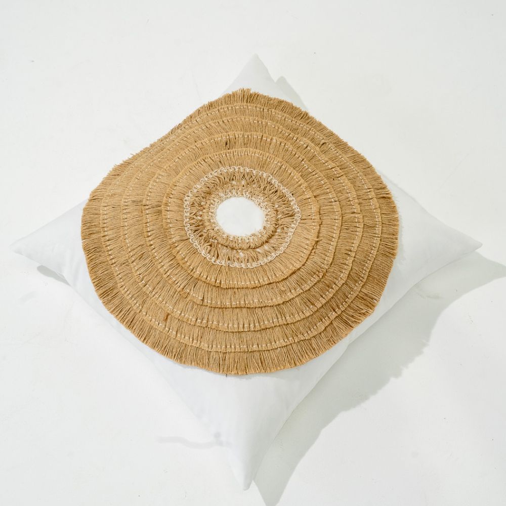 Bandhini Design House Medium Cushion African Shield White Medium Cushion 50 x 50cm