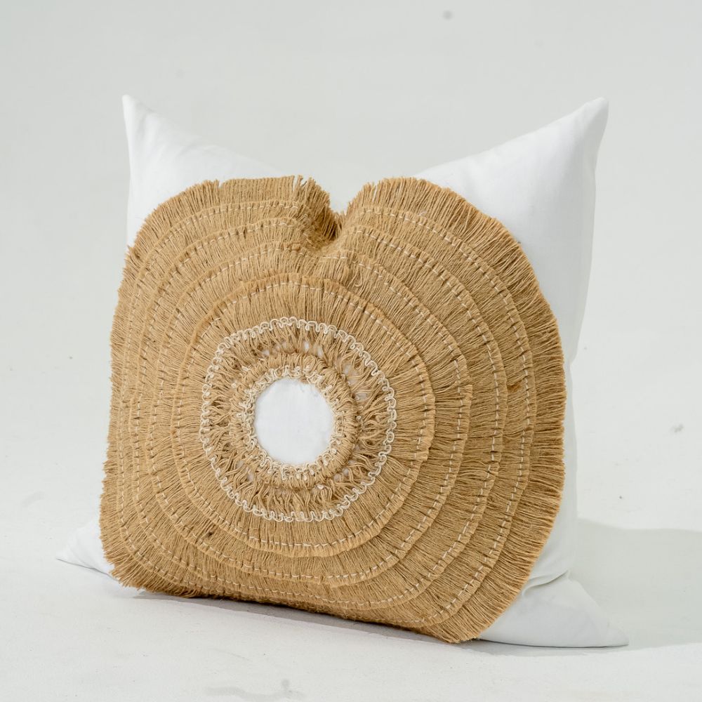 Bandhini Design House Medium Cushion African Shield White Medium Cushion 50 x 50cm
