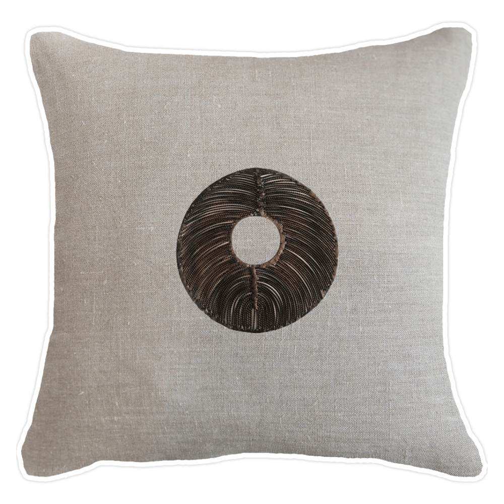 Bandhini Design House Medium Cushion Disc Copper Natural & White Lounge Cushion 55 x 55cm