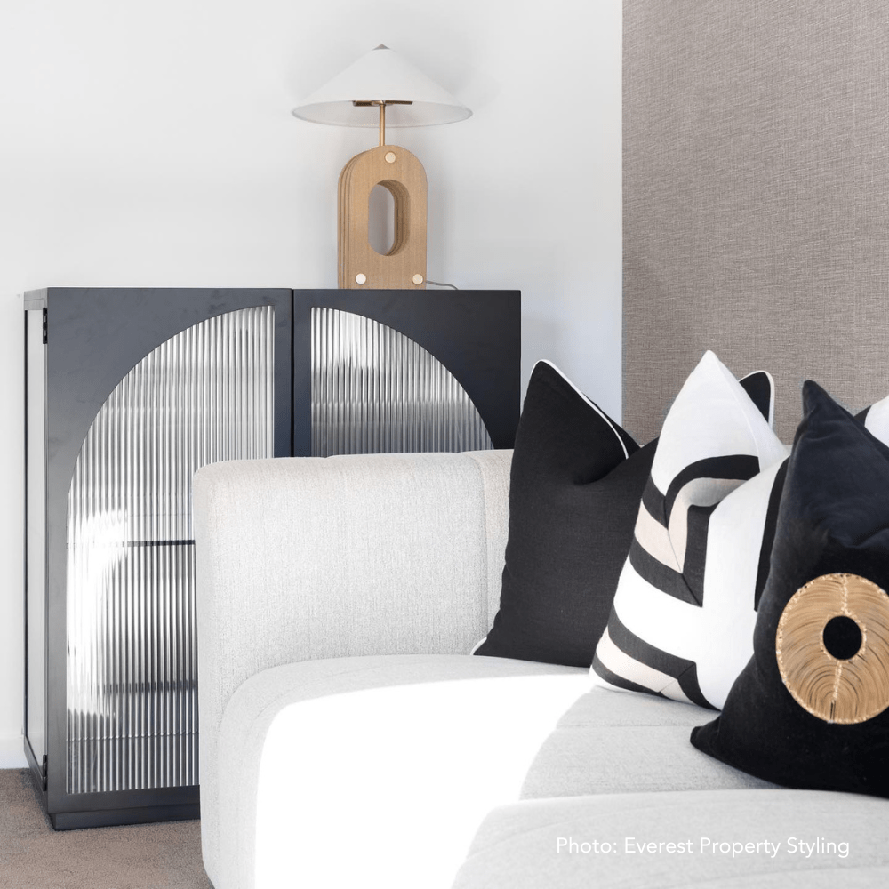 Bandhini Design House Medium Cushion Disc Gold Black & Natural Lounge Cushion 55 x 55cm