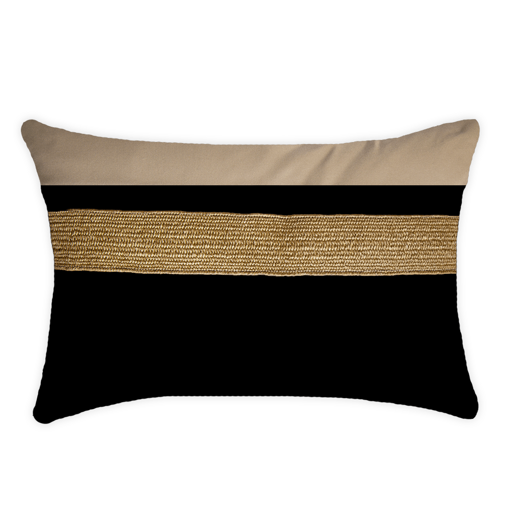 Bandhini Design House Outdoor Black Outdoor Nautical Juliet Gold Lumbar Cushion 35 x 53cm