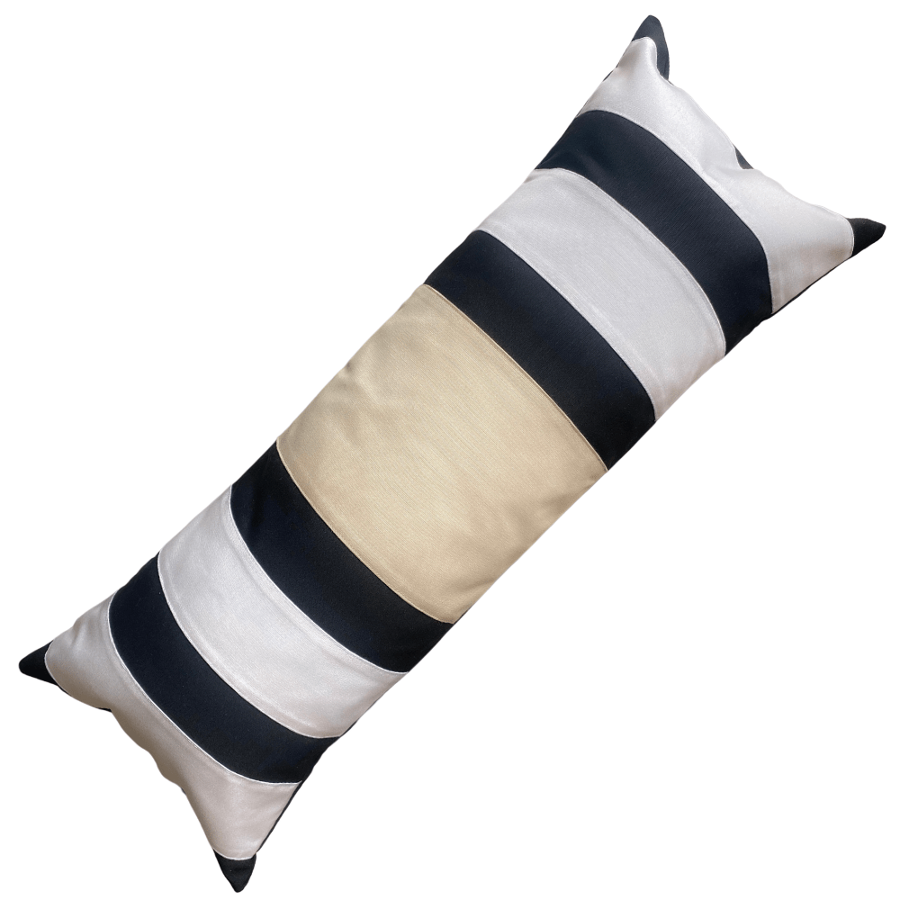 Bandhini - Design House Outdoor Cushion Black Outdoor Regent Stripe Long Lumbar Cushion 35 x 90cm
