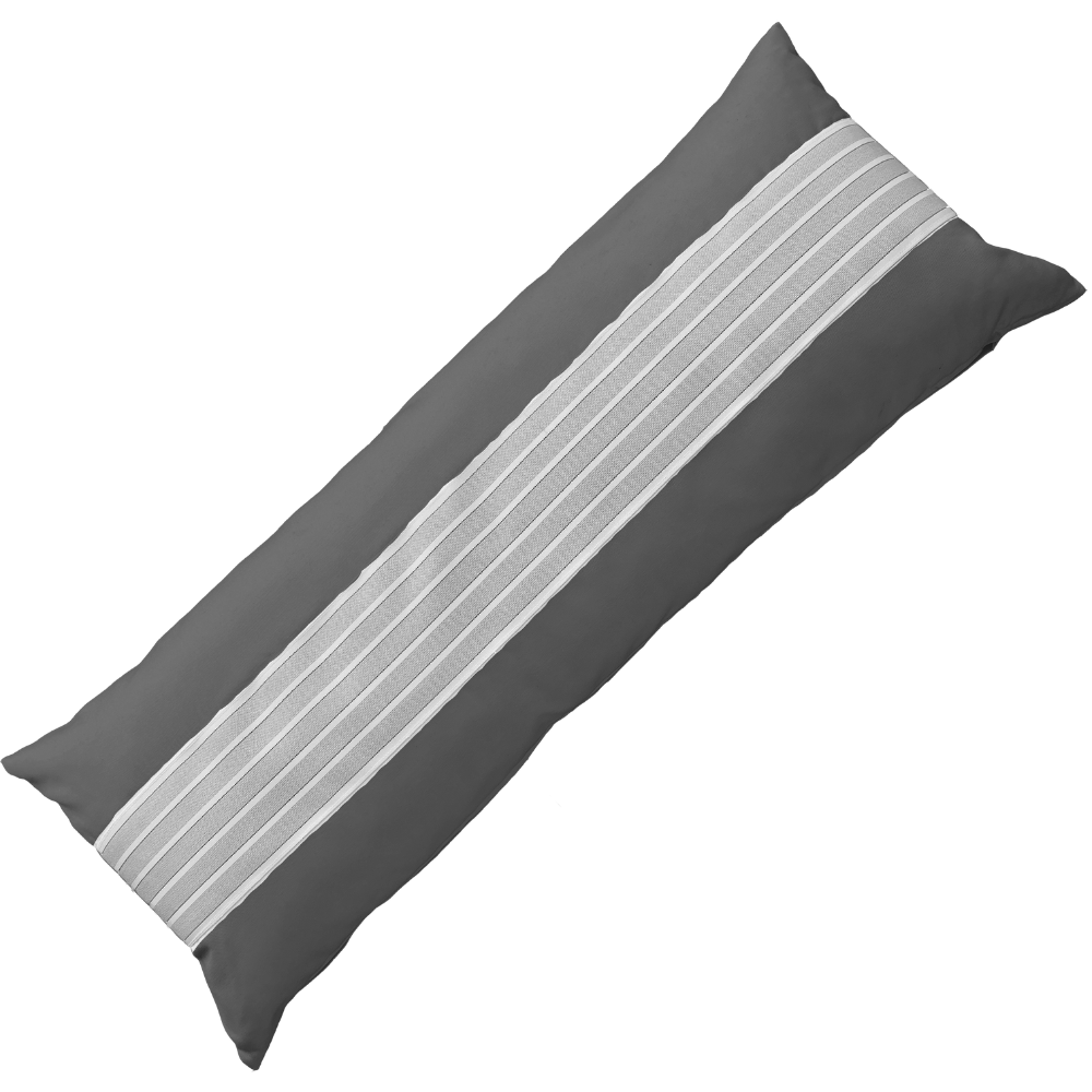 Bandhini - Design House Outdoor Cushion Grey Outdoor Ticking Stripe Long Lumbar Cushion 35 x 90cm