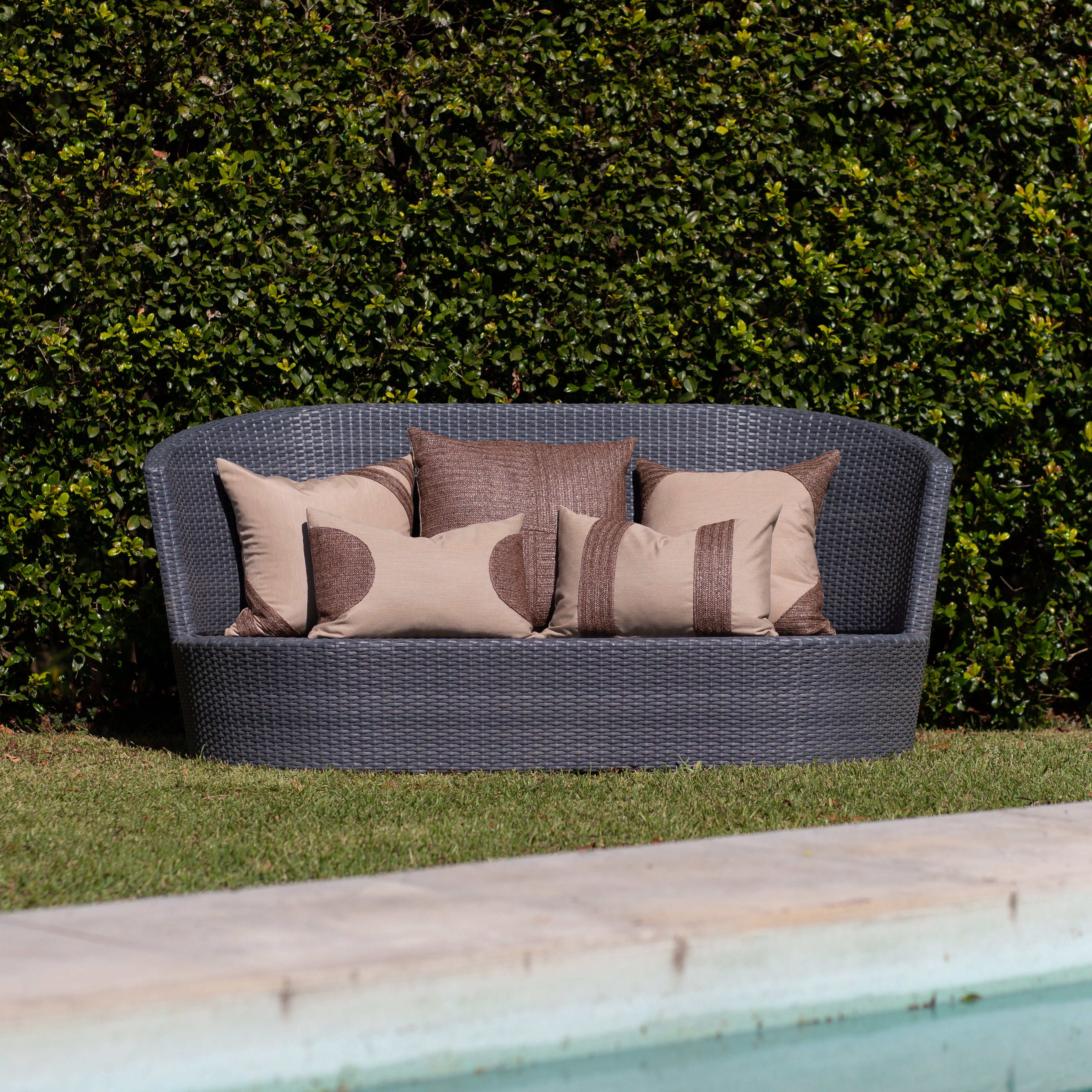 Bandhini - Design House Outdoor Cushion Outdoor Raffia Lines Lumbar Cushion 35 x 53cm